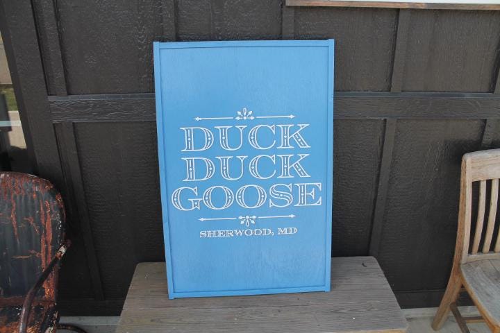 Duck Goose Blue Rectangle Custom Personalized 3D Layered Raised Sign Logo Image Commerical Business Sign