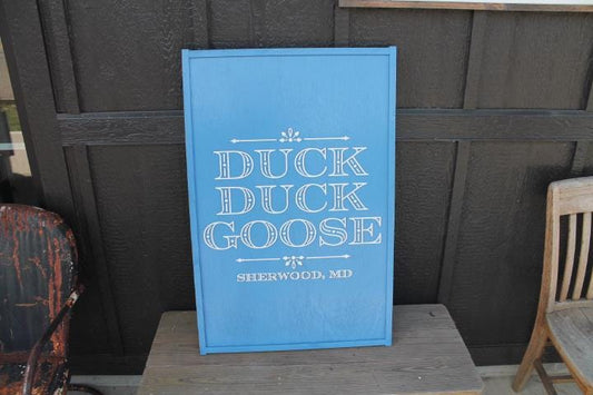 Duck Goose Blue Rectangle Custom Personalized 3D Layered Raised Sign Logo Image Commerical Business Sign