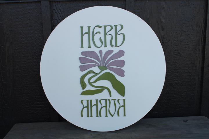 Custom Sign Herb Care Love Give Floral Personalized Logo Handmade Raised Layered Sign Flower Purple