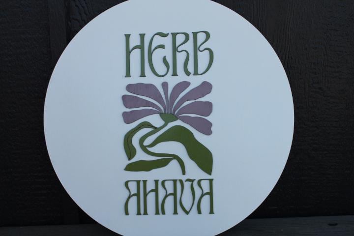 Custom Sign Herb Care Love Give Floral Personalized Logo Handmade Raised Layered Sign Flower Purple