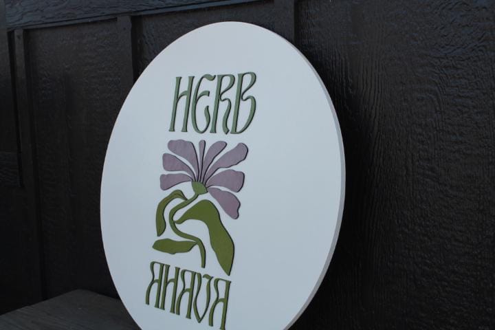 Custom Sign Herb Care Love Give Floral Personalized Logo Handmade Raised Layered Sign Flower Purple