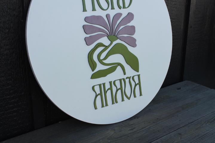 Custom Sign Herb Care Love Give Floral Personalized Logo Handmade Raised Layered Sign Flower Purple