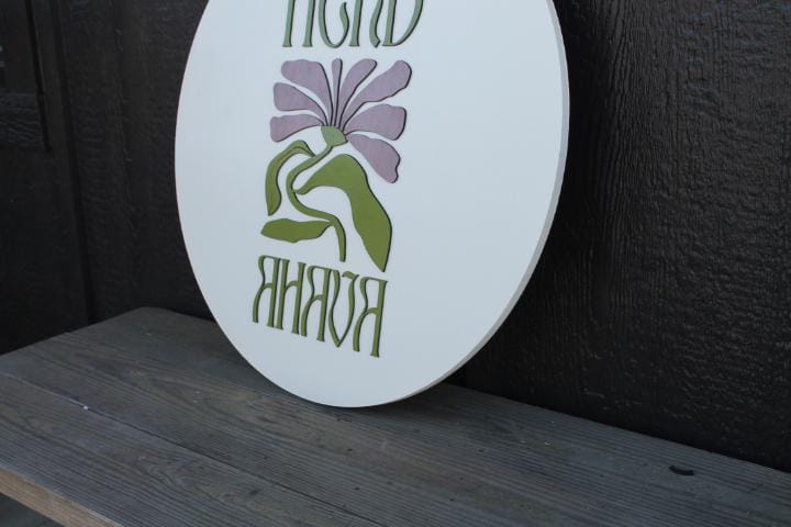 Custom Sign Herb Care Love Give Floral Personalized Logo Handmade Raised Layered Sign Flower Purple