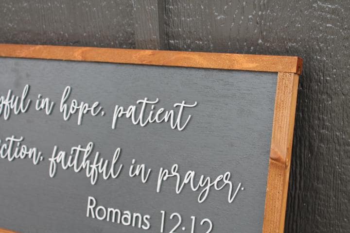 Romans 12:12 Bible Verse Home Decor Pray Joy Faith Handmade 3D Framed sign Christian