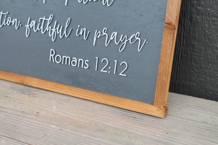 Romans 12:12 Bible Verse Home Decor Pray Joy Faith Handmade 3D Framed sign Christian