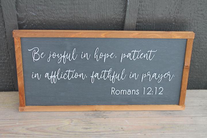 Romans 12:12 Bible Verse Home Decor Pray Joy Faith Handmade 3D Framed sign Christian