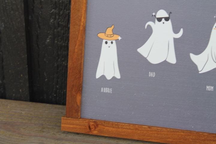 Ghost Family Personalized With Names Halloween Spooky Cute Customized Printed Handmade Home Decor Seasonal Unique Dancing Selfie Cat Witch