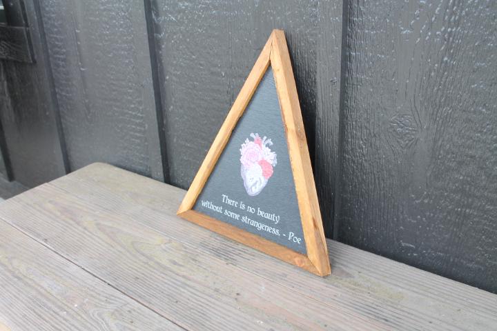 There is no beauty Strangeness Poe Heart Flowers Decor Printed Triangle Quote Framed Home Decor Writer