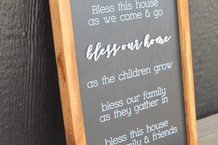 This House Friends Love Raised layered sign with printing Blessed Happy Home Decor Family Love Handmade Home Decor Rustic Giftable