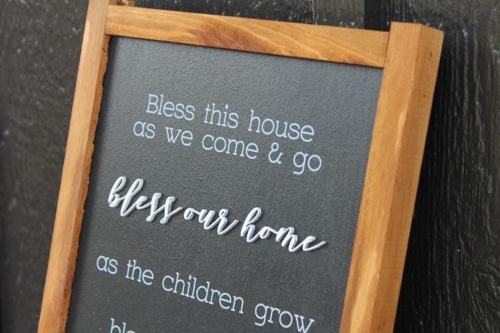 This House Friends Love Raised layered sign with printing Blessed Happy Home Decor Family Love Handmade Home Decor Rustic Giftable