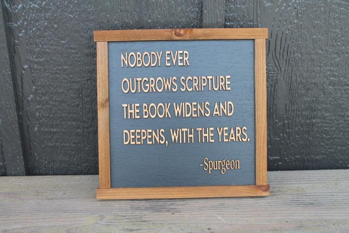 Scripture Cant outgrow The Book Years Wise Quote Faith Handmade 3D Wooden Home Decor Spurgeon Christian