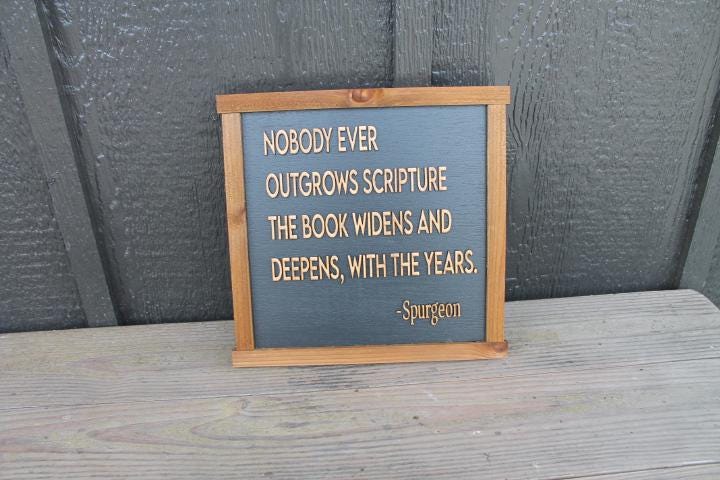 Scripture Cant outgrow The Book Years Wise Quote Faith Handmade 3D Wooden Home Decor Spurgeon Christian