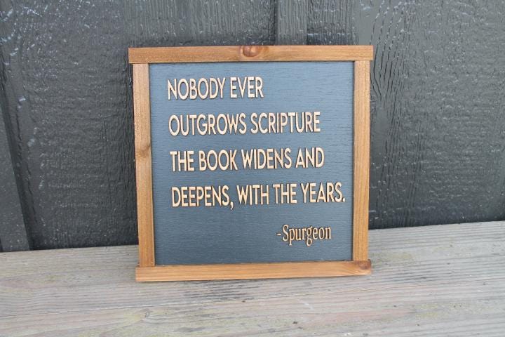 Scripture Cant outgrow The Book Years Wise Quote Faith Handmade 3D Wooden Home Decor Spurgeon Christian