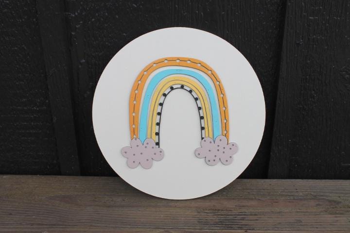 Rainbow Boho Colorful Nursery Bohemian Pastel Girls Room Bedroom Bathroom Decor handmade wooden sign 3D Layered Wall Art Round