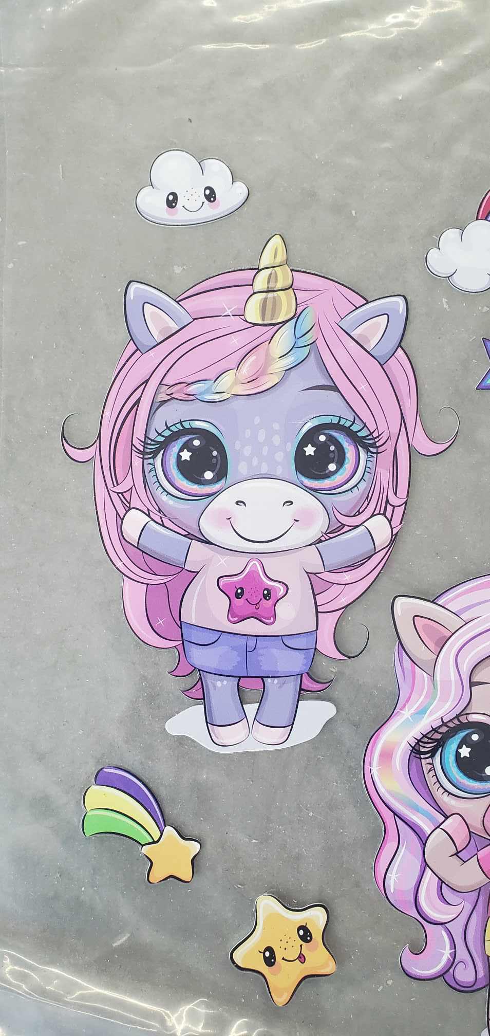 Unicorn Girls Big Theme Decals Waterproof Sheet Full Color Sticker Kids Bright Fun Window Deal Wall Sticker Thermos Fun Wraps