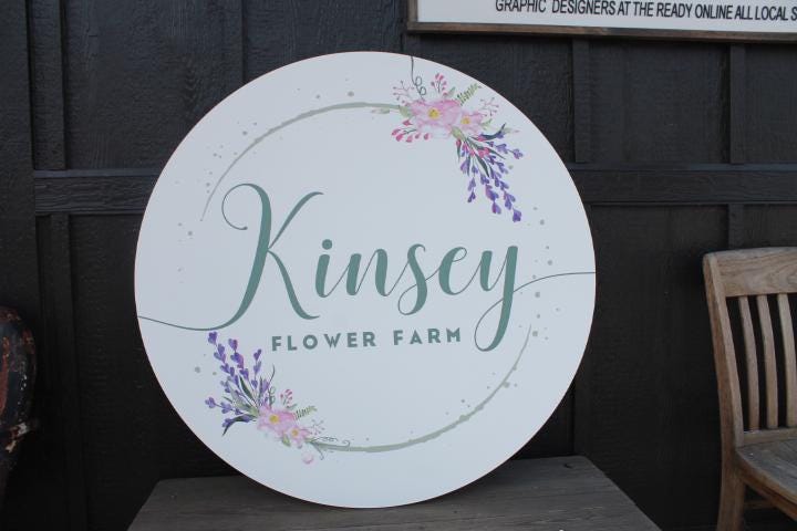 Personalized Flower Farm Floral Smooth Waterproof Sign PVC Plastic Fade Resistant Round Circle Logo Custom Business Signage Commerical