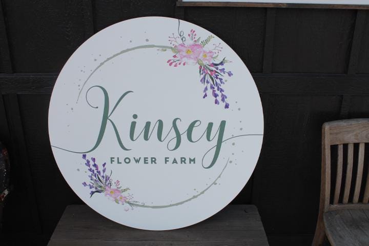 Personalized Flower Farm Floral Smooth Waterproof Sign PVC Plastic Fade Resistant Round Circle Logo Custom Business Signage Commerical