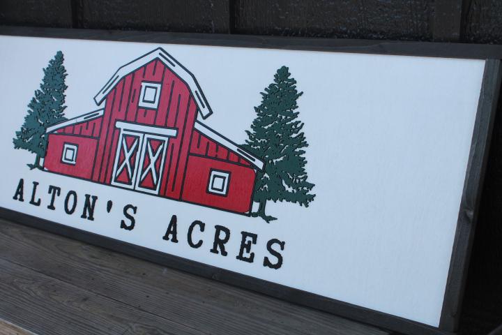 Custom Logo Sign Barn Acres Commerical Business Driveway sign 3D Red Personalized layered sign Hanging