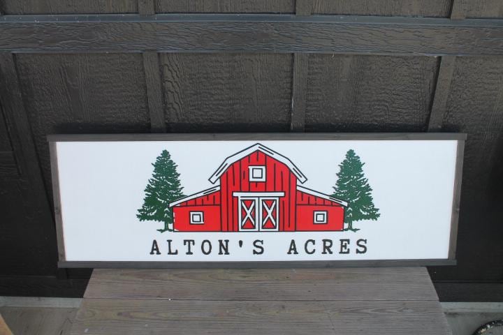 Custom Logo Sign Barn Acres Commerical Business Driveway sign 3D Red Personalized layered sign Hanging