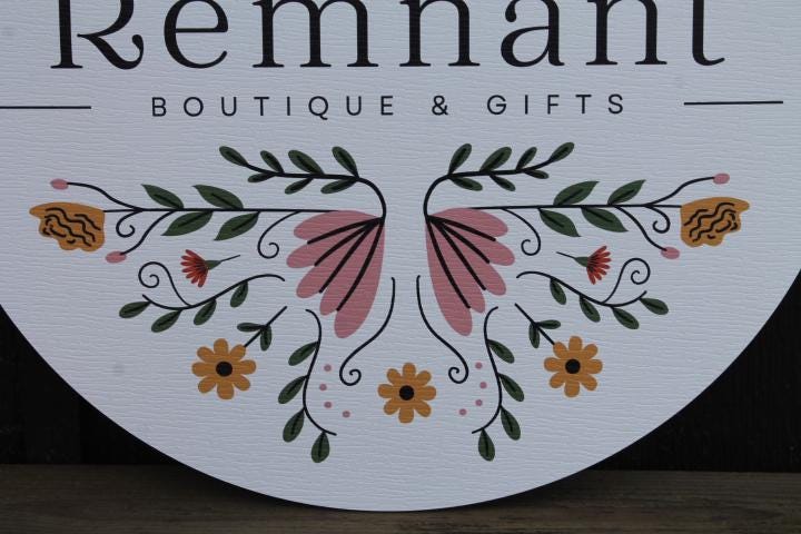 Vendor Event MCM Small Business Sign Your Actual Logo Round Hanging Sign Vintage Booth Custom Circle Personalized Wall Art Color Wood Print