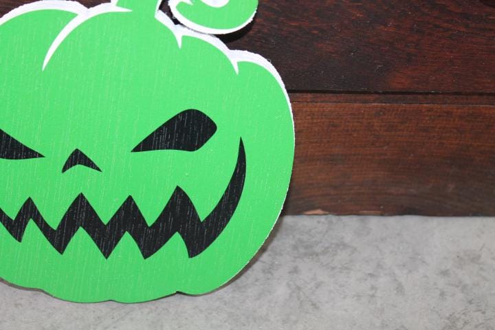 Jack o lantern Green Pumpkin Halloween Spooky Yard Art PVC Textured Face Decoration Haunted House Printed Outdoor Weather proof