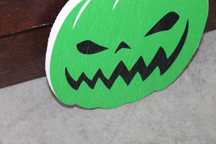 Jack o lantern Green Pumpkin Halloween Spooky Yard Art PVC Textured Face Decoration Haunted House Printed Outdoor Weather proof