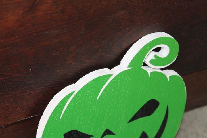 Jack o lantern Green Pumpkin Halloween Spooky Yard Art PVC Textured Face Decoration Haunted House Printed Outdoor Weather proof