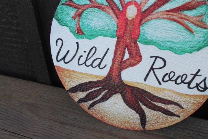 Vendor Booth Tree Printed Logo Sign Lightweight affordable Small Business Wooden Hanging Door Sign Color Vibrant Roots Wild