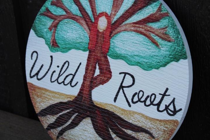 Vendor Booth Tree Printed Logo Sign Lightweight affordable Small Business Wooden Hanging Door Sign Color Vibrant Roots Wild