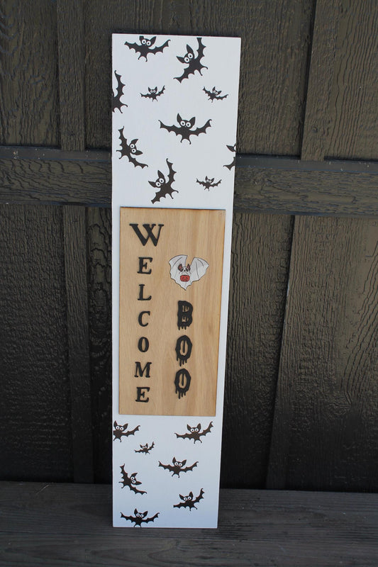 Batty Welcome Boo Porch Leaner Ghost Halloween Spooky Porch Decor Door Decor Welcome Sign