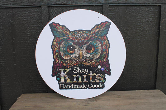 Custom Knitting Crochet Company Weatherproof PVC Sign Your Logo Personalized Round Circle Textured Ready for your Business Logo Personalized