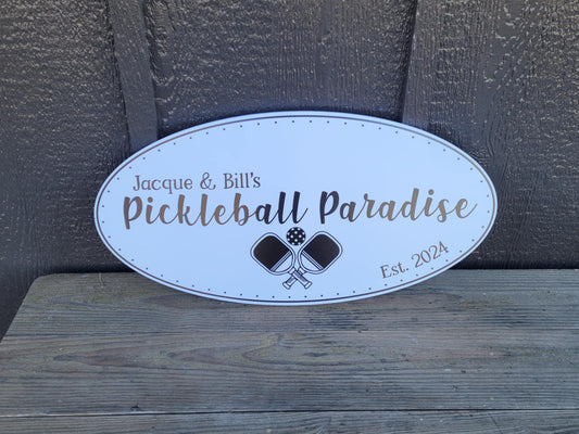 Pickleball Oval Weatherproof Sign Sports PVC Plastic Smooth Personalized Ready for your Business Logo Outdoor Printed Custom