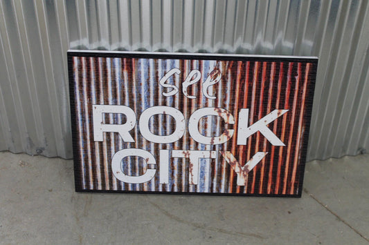 See Rock City Faux Metal UV Print Hanging Decorative Rustic Sign Country Pretty Outdoor Decor House PVC Square