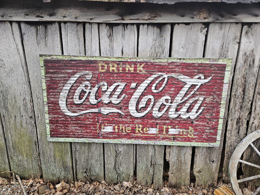 Antique Coca-Cola Barn Sign Coke PVC Textured Finish Weatherproof Fade Resistant Rustic Waterproof Decor soda Printed Outdoor