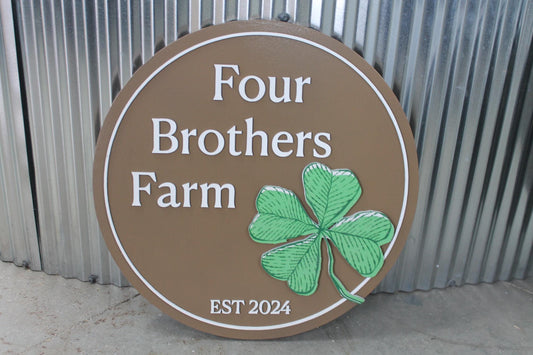 Handmade Custom Family Farm Wood Sign Your Logo Personalized Hanging Raised Letters Round Printed Image Shamrock St.Patrick Holiday Seasonal