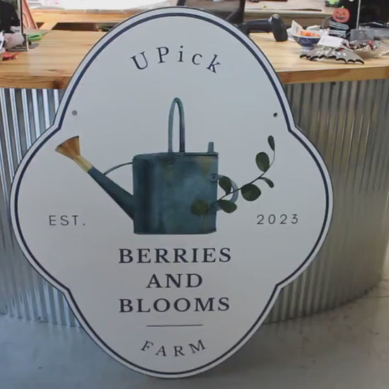 Contour UPick Garden Sign Watering Can Smooth Outdoor Custom Made Sign PVC Weather Water Proof Sturdy Fade Mold Resistant  Printed Any Color