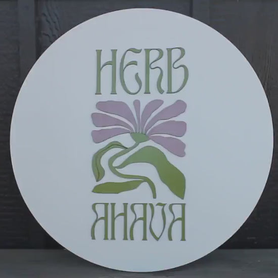 Custom Sign Herb Care Love Give Floral Personalized Logo Handmade Raised Layered Sign Flower Purple