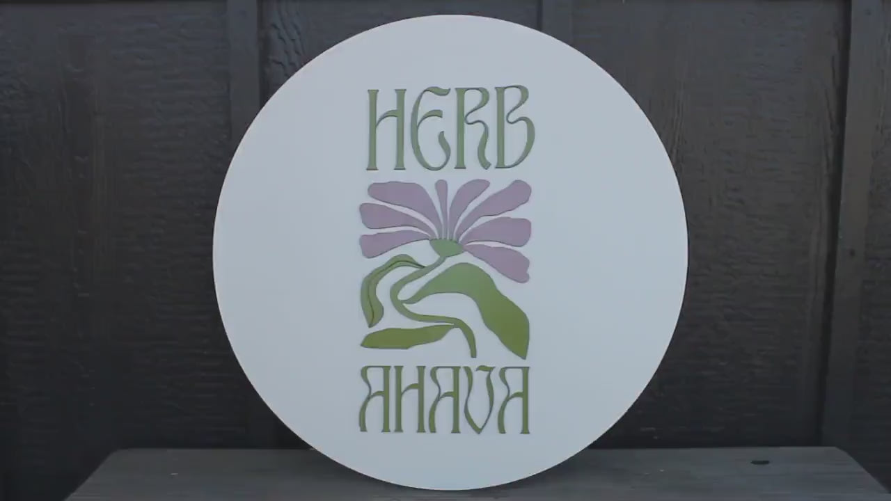 Custom Sign Herb Care Love Give Floral Personalized Logo Handmade Raised Layered Sign Flower Purple