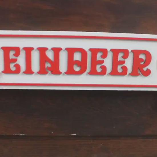 Reindeer Way Street Sign Directional Christmas Winter Santa Wooden Handmade Decor Prop Decoration Layered Sign 3D