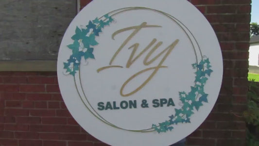 Printed and Raised Pretty Salon and Spa Ivy Gold Your Logo Beauty Commerical Signage Building Front Small Shop Logo Circle Wooden Handmade