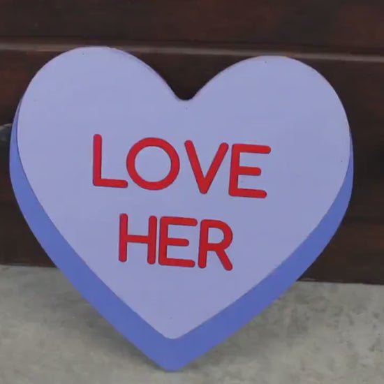 Valentines Day Conversation Heart Purple Cutout Love Her Photography Prop Decor Handmade Home Decor Raised 3D Giftable Sign Wall Art