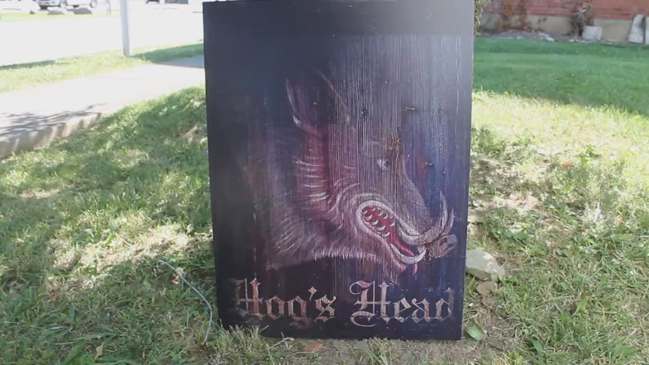 Custom Hog Head Textured Rectangle Weatherproof Sign Pvc Plastic  Personalized Ready for your Business Logo Great Outdoors Pig