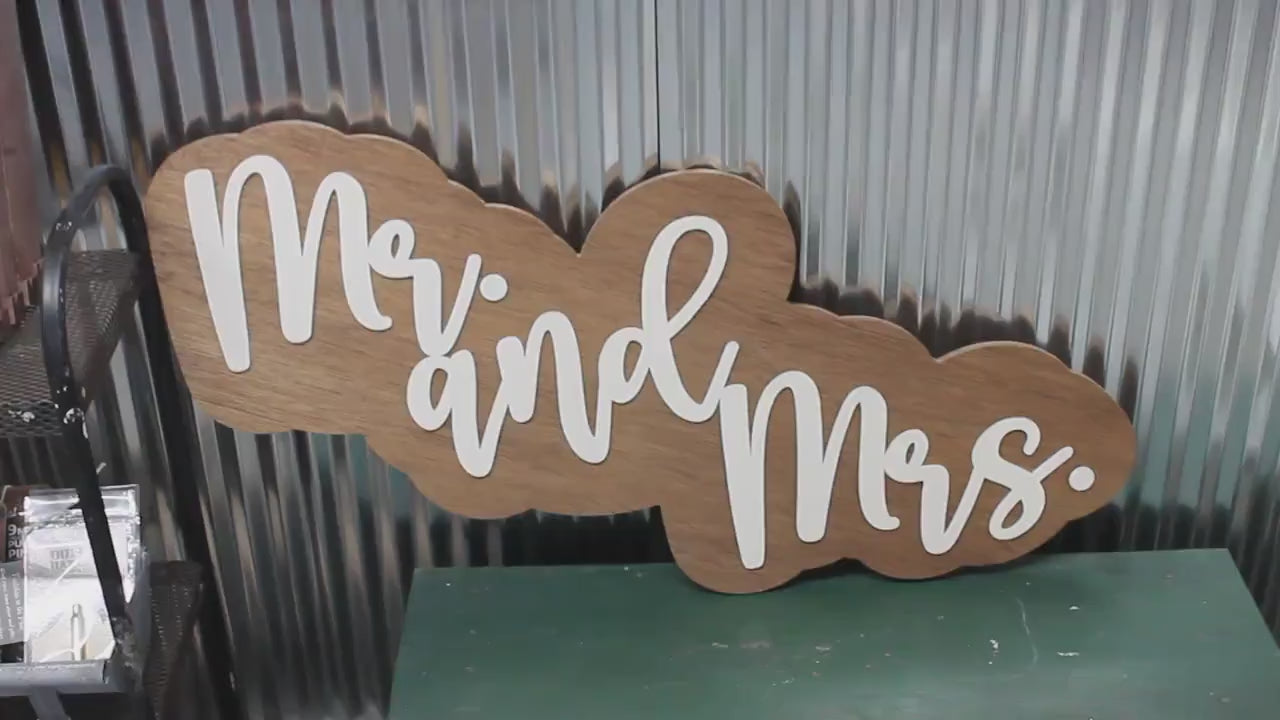 Large Wood Sign Mr And Mrs Wedding Decor Wedding Sign Over Bed Sign Gift for Couples Wedding Shower Reception Giftable 3D Raised
