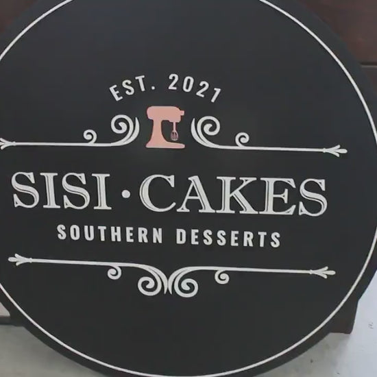Custom Bakery Sign, Desserts, Southern, Mixer, Simplicity, Round, Business. Commerical Signage, 3D, Made to Order, Logo, Wooden, Handmade