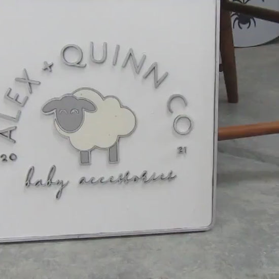 Custom Sign Square Business Commerical Signage Company Baby Lamb Sheep 3D Made to Order Co Store Front Small Shop Logo Wooden Handmade