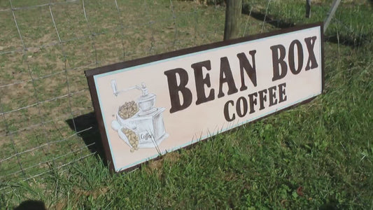 Coffee Bean Box Grinder Coffee Shop Over Sized Business Sign Large Store Front 3D Uvprinted Logo Raised Handmade Lobby Framed From Scratch