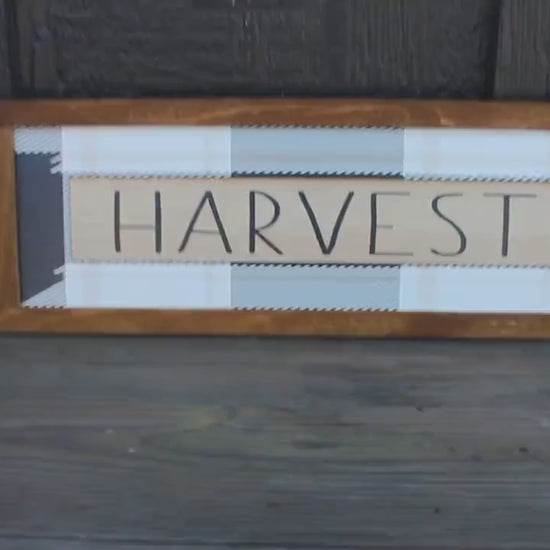 Harvest Plaid Fall Autumn Seasonal Farmhouse Layered Handmade Sign Framed 3D Raised and Printed Color Rustic