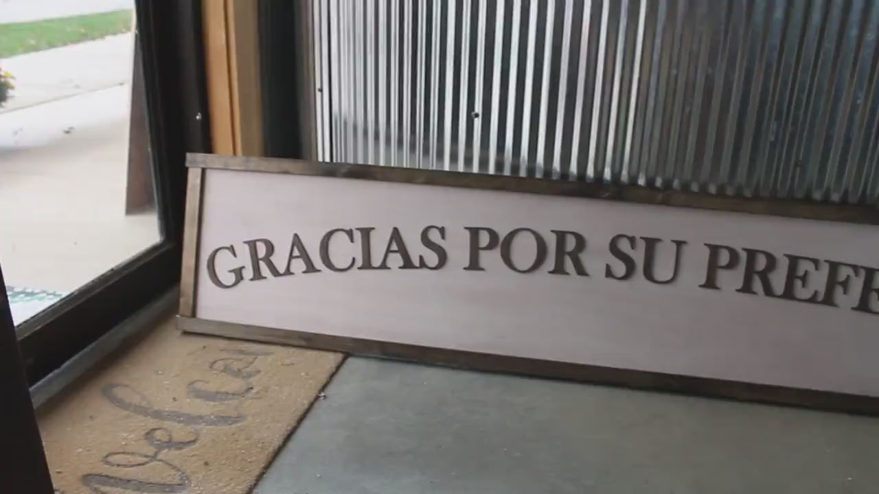 Custom Espanol Sign, Spanish, Hispanic, Gracias, Handmade, Wooden, 3D Sign, Personalized, Brown, Thank you, Rustic, Your Text Here