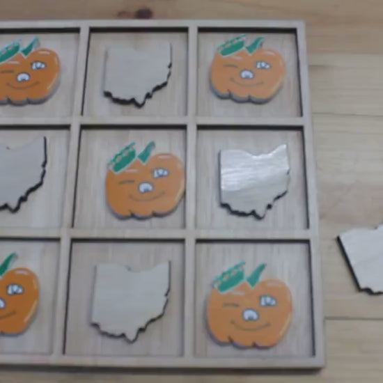 Handmade Tic Tac Toe Winky Circleville Ohio Small town Pumpkin Show  Wooden Family game boardgame Laser cut engraved