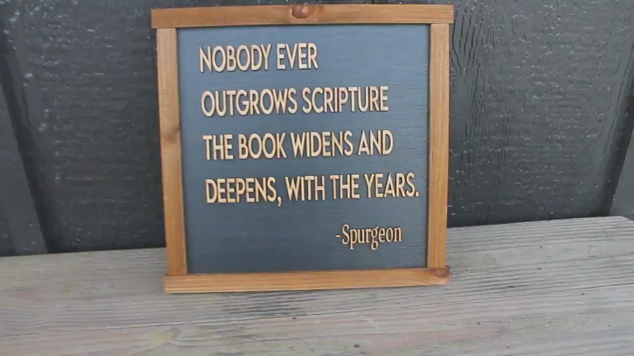 Scripture Cant outgrow The Book Years Wise Quote Faith Handmade 3D Wooden Home Decor Spurgeon Christian